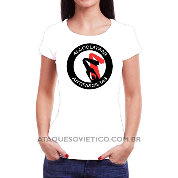 Camiseta Feminina Baby Look Alcoólatras Antifascistas - Image 2