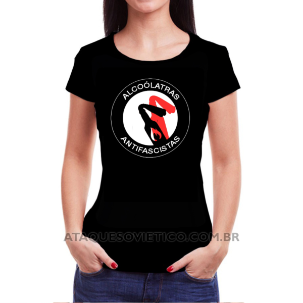 Camiseta Feminina Baby Look Alcoólatras Antifascistas