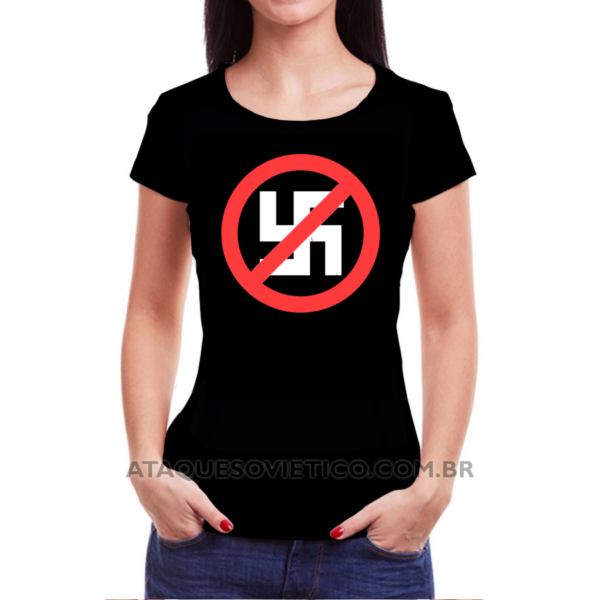 Camiseta Feminina Baby Look Anti-Nazi
