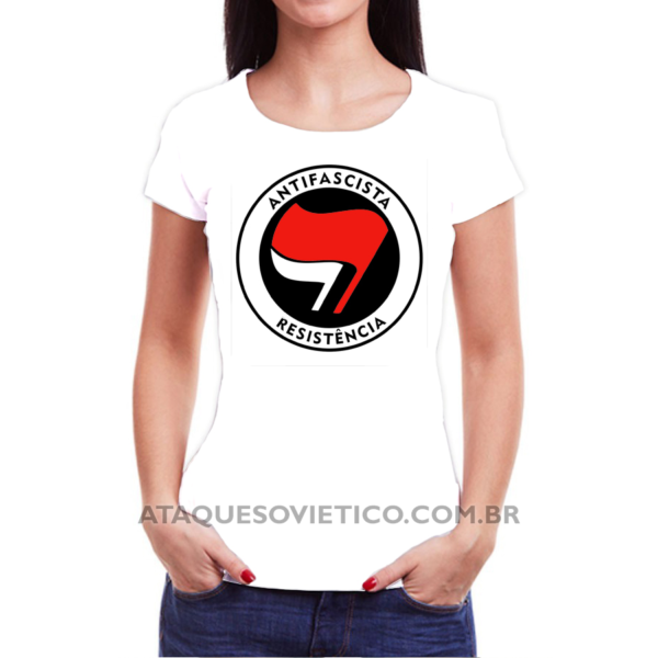 Camiseta Feminina Baby Look Antifascistas Resistência - Image 2