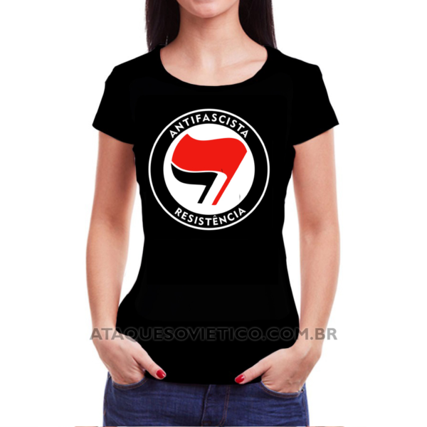 Camiseta Feminina Baby Look Antifascistas Resistência