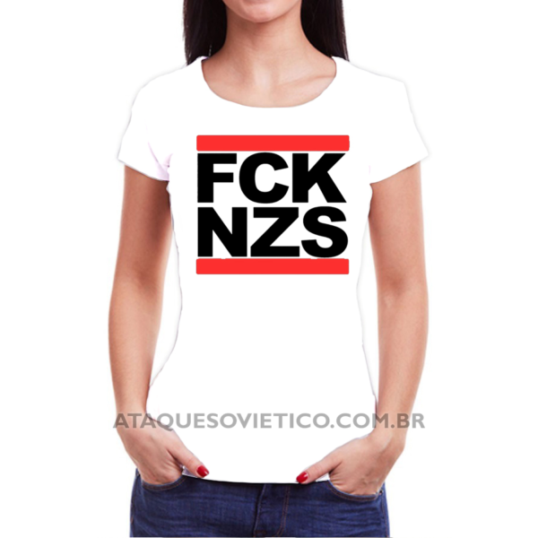 Camiseta Feminina Baby Look Fuck Nazi - Image 2