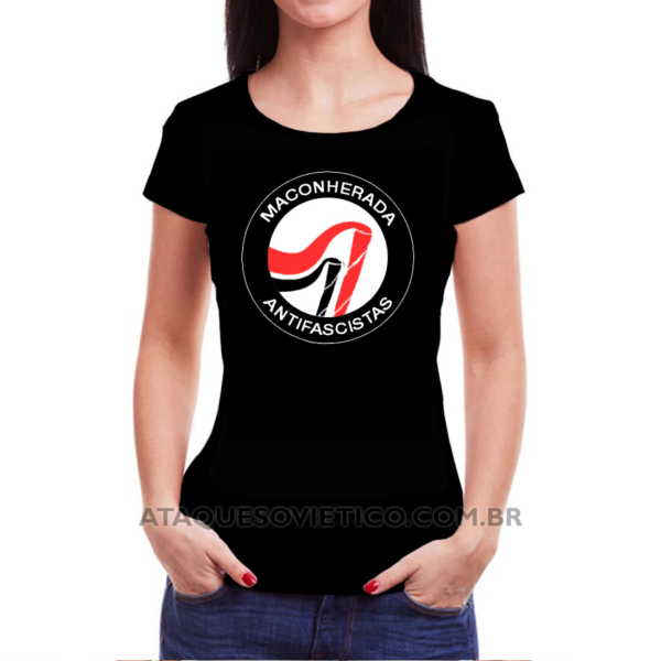 Camiseta Feminina Baby Look Maconherada Antifascistas