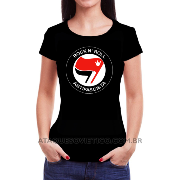 Camiseta Feminina Baby Look Rock n' roll Antifascistas