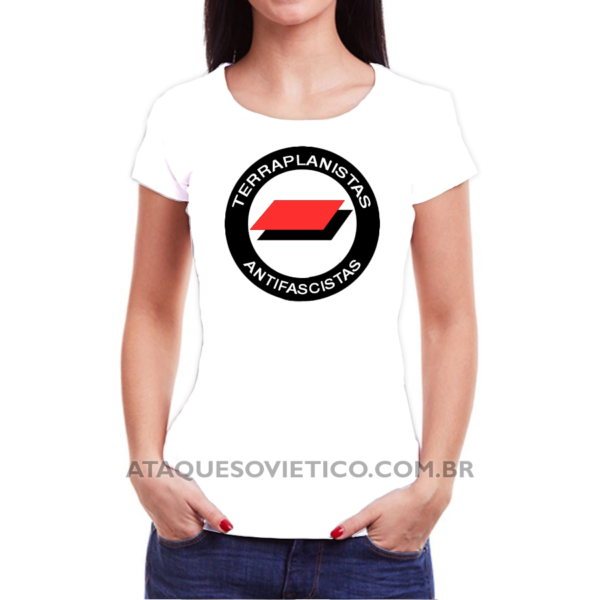 Camiseta Feminina Baby Look Terraplanistas Antifascistas - Image 2