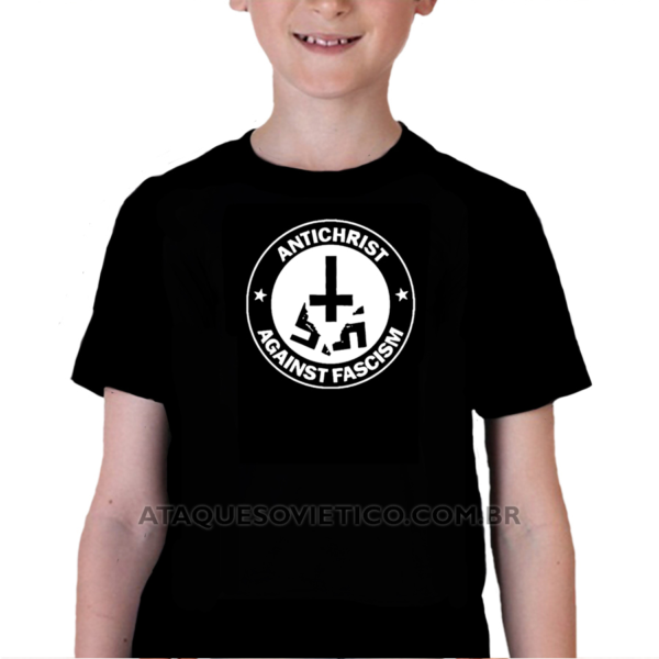 Camiseta Infantil Antichrist Against Fascism
