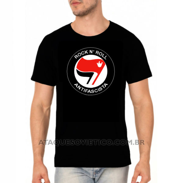 Camiseta Masculina Rock n' roll Antifascistas