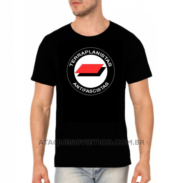 Camiseta Masculina Terraplanistas Antifascistas