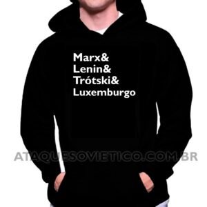 Blusa de Moletom Masculina Marx & Lenin & Trotski & Luxemburgo